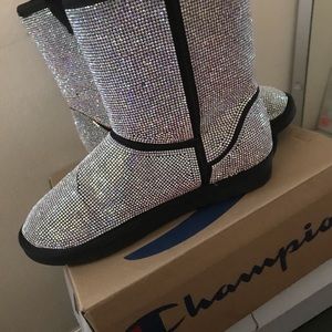 Boots with colorful rhinestones